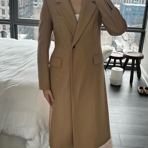 Tan Long Women's Wool and Cashmere Coat - Small
